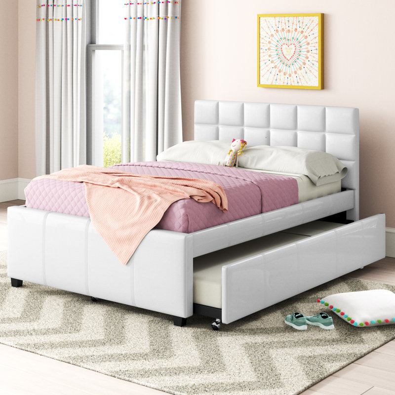 Crosstown Vegan Leather Platform Bed, Full, White