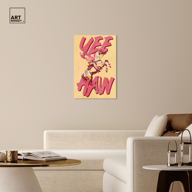 Impression sur toile Yeehaw Cowboy par Art Remedy, H 36 po x l 24 po, Toile tendue