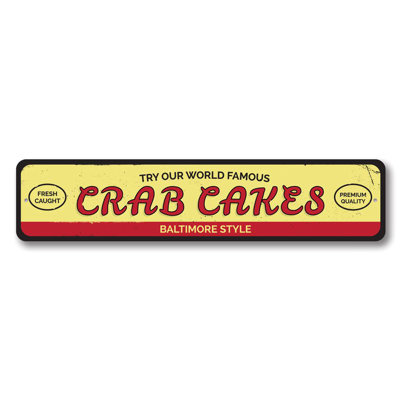 Enseigne en aluminium sur mesure «World Famous Crab Cakes»