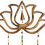 Carillon de vent en bois de manguier, lotus, or, intérieur, extérieur, perles de verre et clochettes