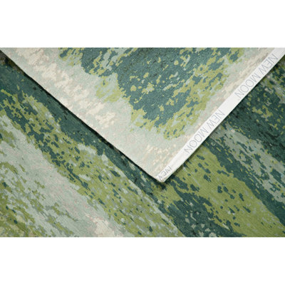 Contemporary Hand Knotted Wool Abstract Area Rug in Green