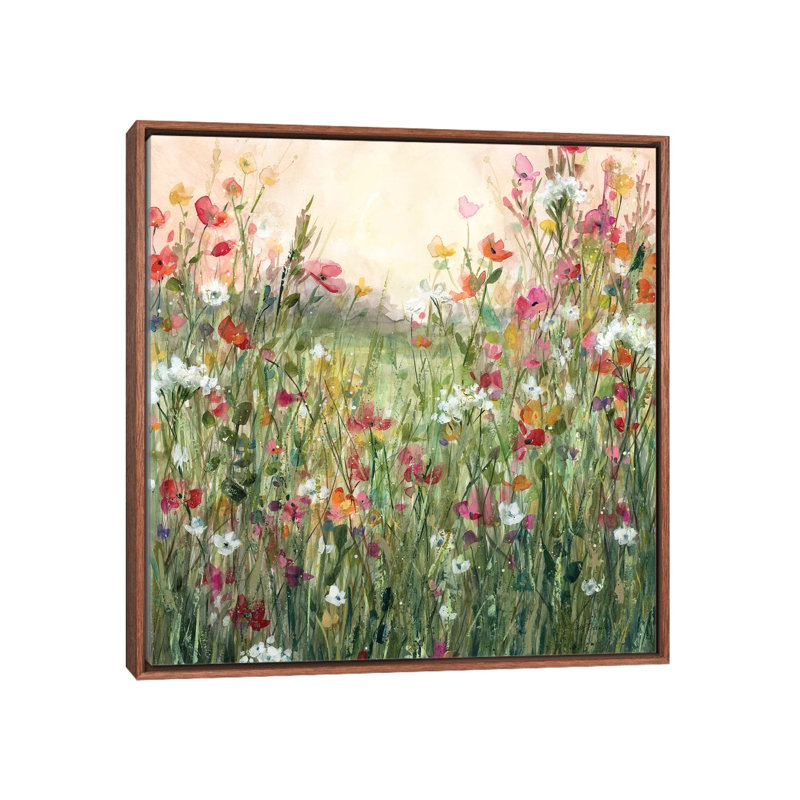«Spring in Full Bloom» par Carol Robinson - reproduction imprimée, Pas de tapis, Toile avec cadre en bois brun classique