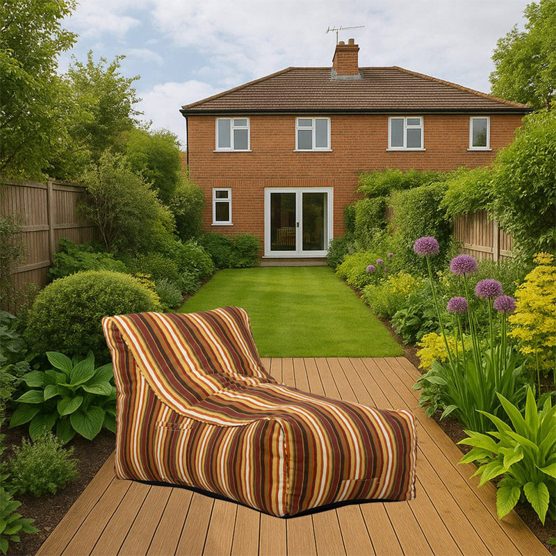 Yukon Fabric Outdoor Friendly Bean Bag Lounger, Striped Brown