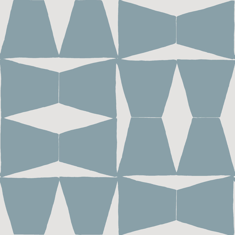 Albie Geometric Wallpaper by Susan Hable, Blue/Cream