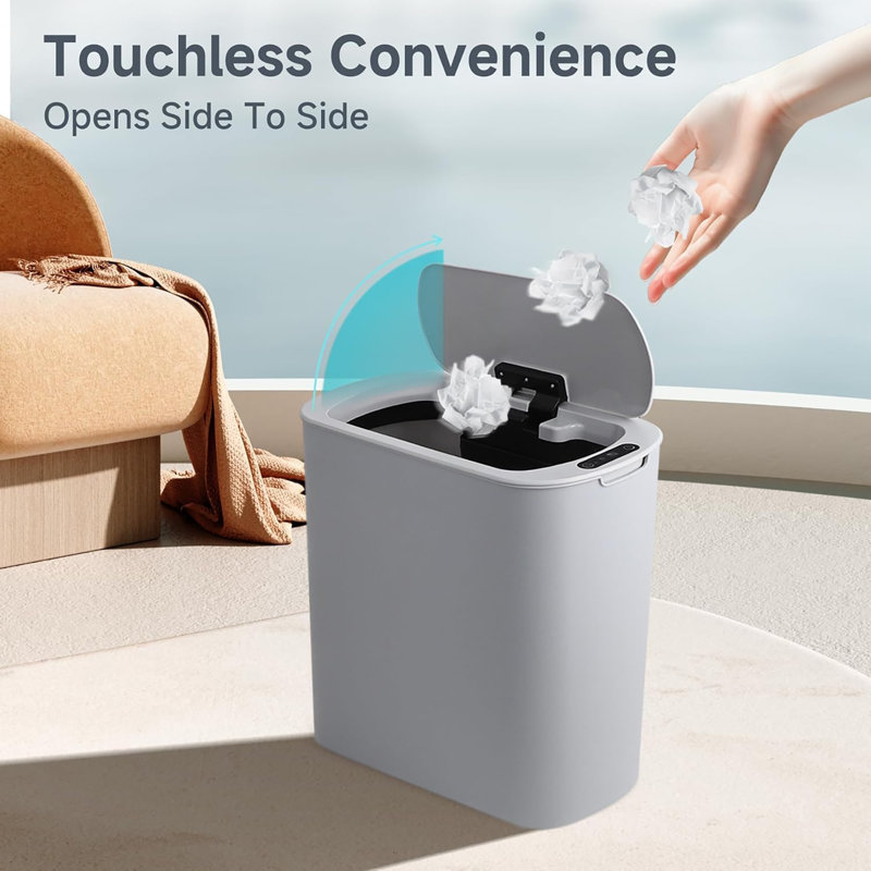 Automatic Motion Sensor Bathroom Trash Can with Lid, Gray, 5 Gallon