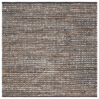 Tapis géométrique tissé à plat à la main Gabino en noir / ivoire