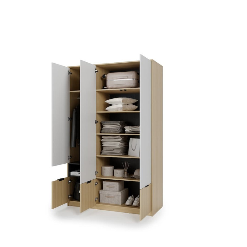 Bethony White and Oak Copenhagen Wardrobe 140cm