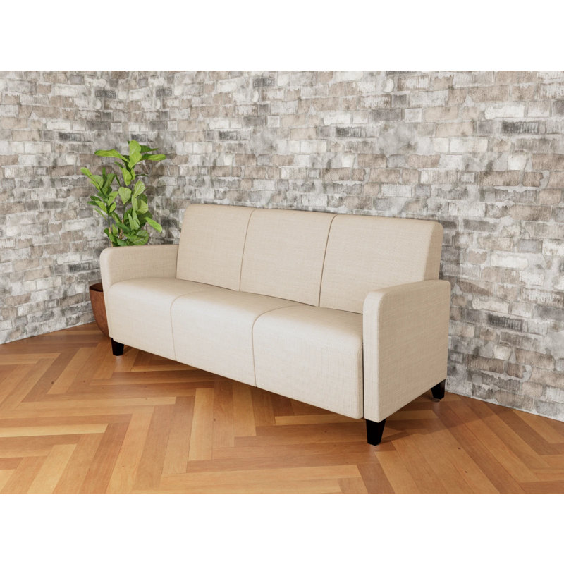 Ravenna Lounge Reception 3 Seat Tandem Seating No Center Arm, Black Wood, Chambray Limestone