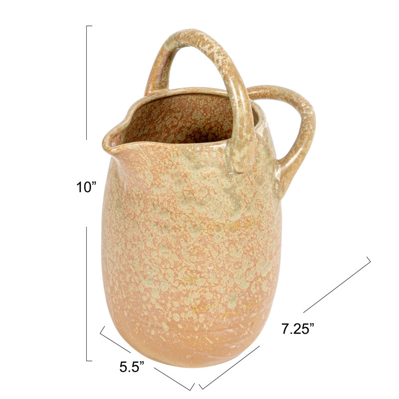 Jhaiden Stoneware Watering Pitcher with Handles in Reactive Glaze