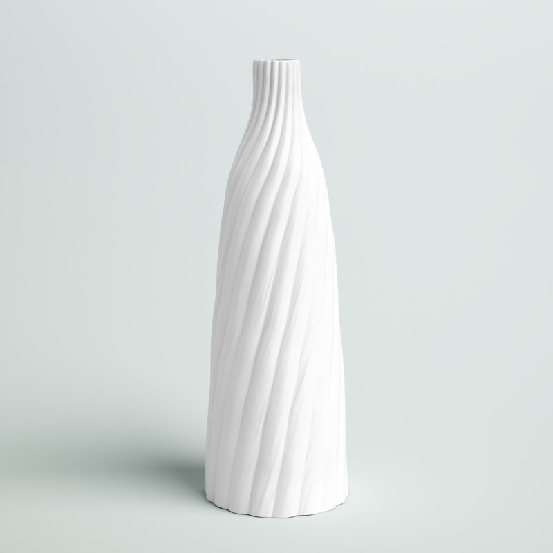 Hanley Handmade Ceramic Floor Vase, White, 54cm H x 18cm W x 18cm D