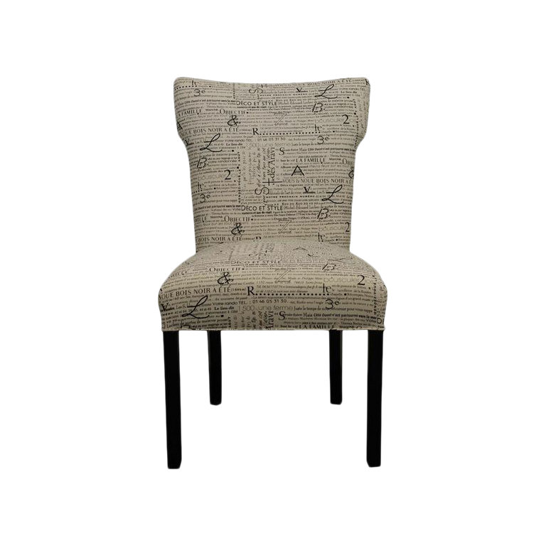 18'' H Upholstered Side Chair, Newsletter Black