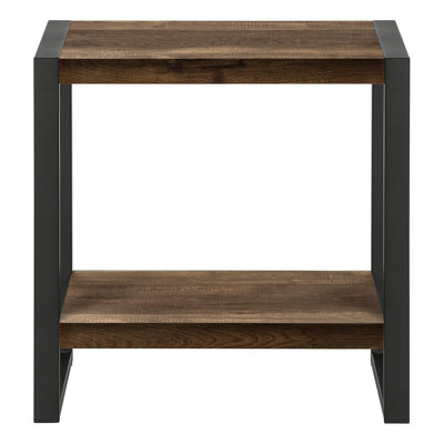 Table d'appoint, côté, bout, table de chevet, lampe, stratifié brun, métal noir, industriel