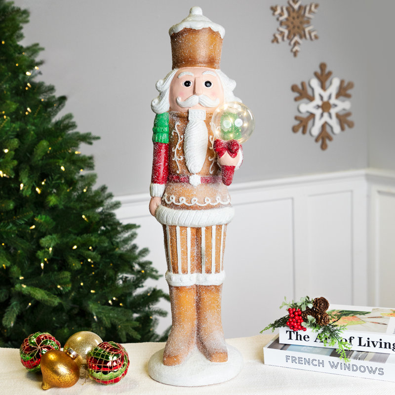LED Lighted Glitter Christmas Nutcracker - 27", Brown/White