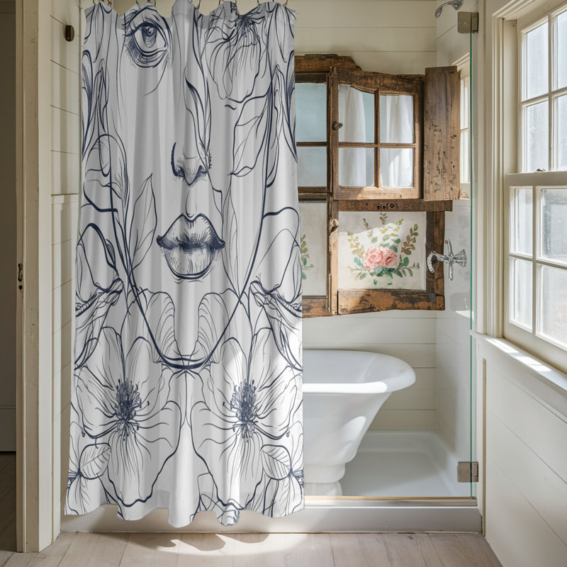 Rideaux de douche 1 pièce Floral, H 74 po x l 35 po