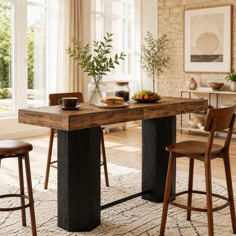 71" Industrial Bar Table with Hexagonal Base