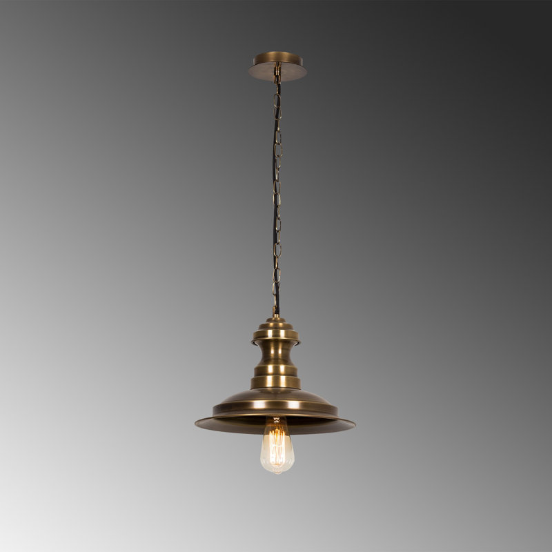 Adjustable Height Metal Body Cone Single Pendant, 7.87" H x 11.8" W x 11.8" D