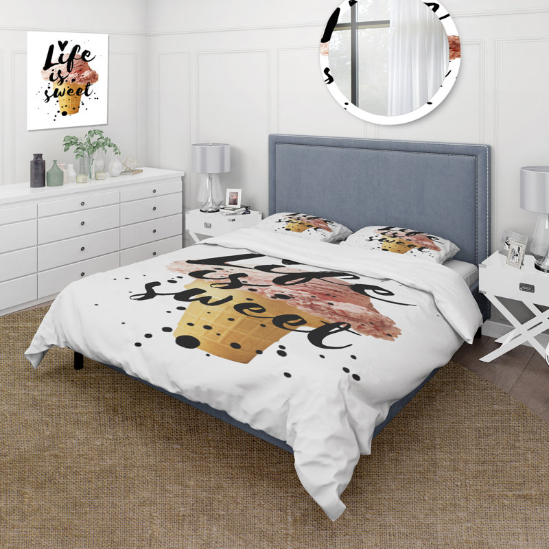 Life Is Sweet - Ensemble de housse de couette traditionnel - Polyester en microfibre