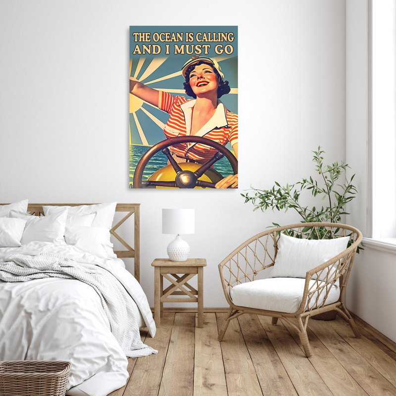 «Sailor The Ocean Is Calling», impression sur toile 1 pièce, H 14 po x l 11 po x P 1,25 po