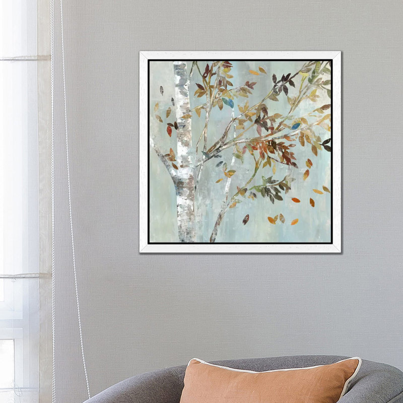 Birch With Leaves I by Allison Pearce - Wrapped Canvas Painting, 45.72 cm H x 45.72 cm W, White Framed