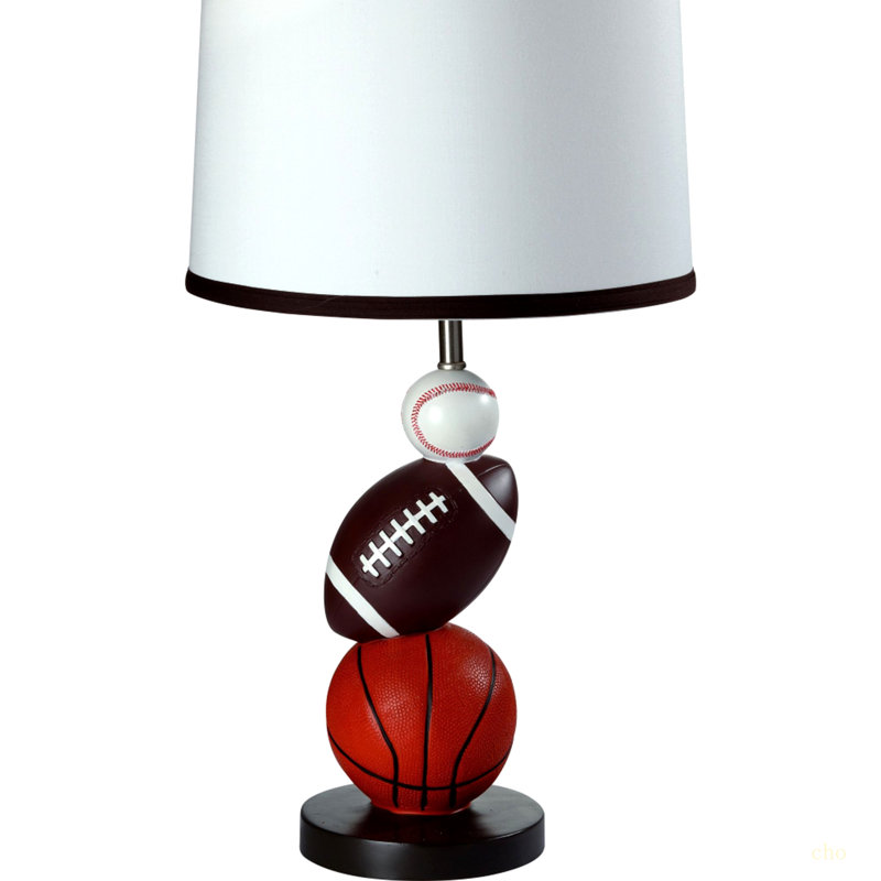 Lampe de table haute en polyrésine 25 po, design multisports, abat-jour en lin blanc