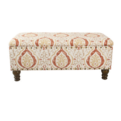 Ava Accent Bench With Storage Compartment, Nailhead Trim 42 Inch