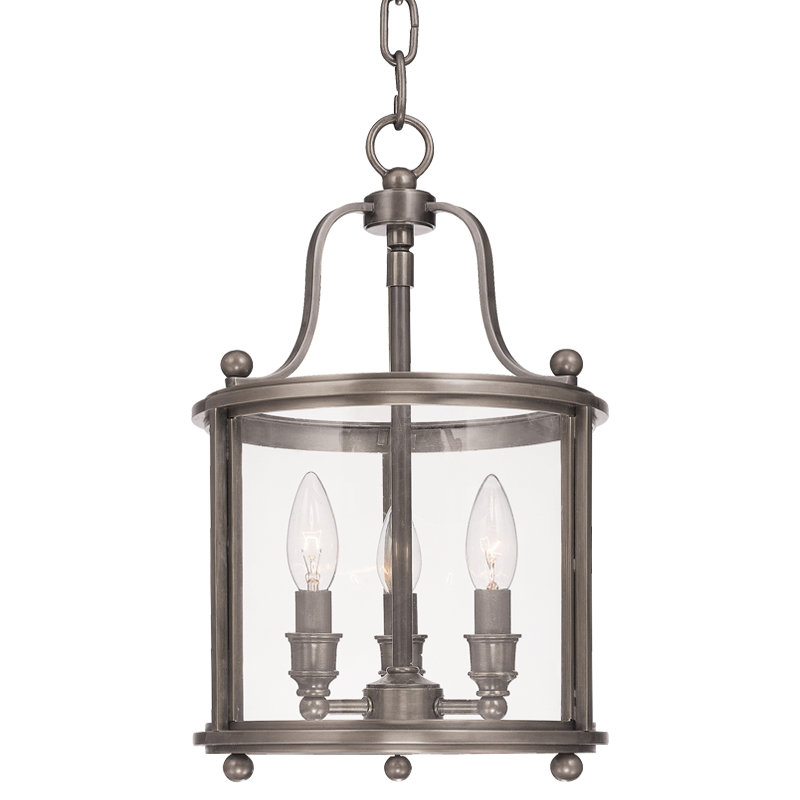Luminaire suspendu tambour 3 lumières Hampton, Nickel antique