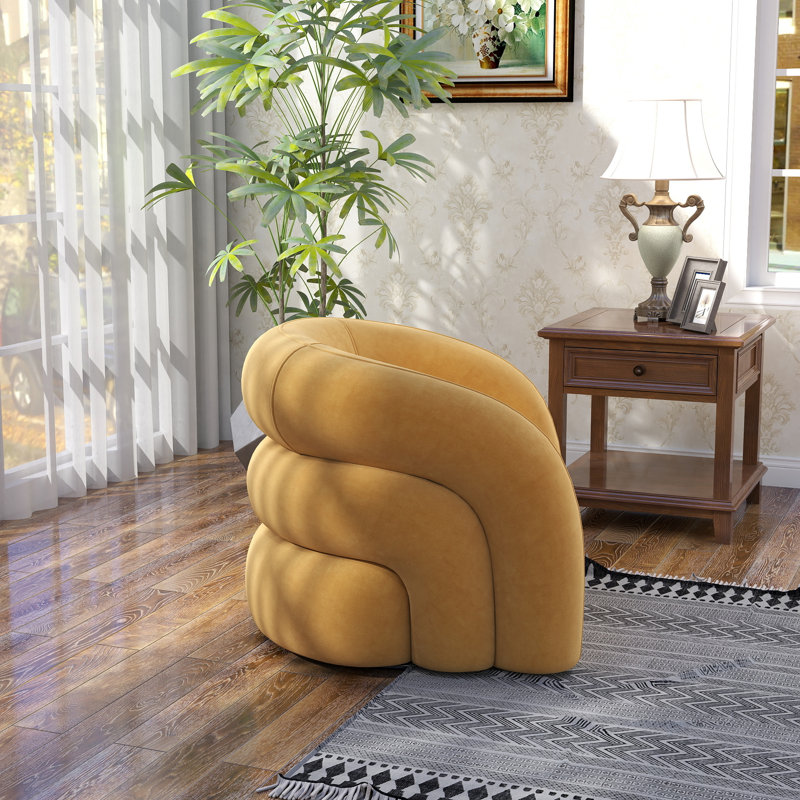 Fauteuil demi-tonneau pivotant Bricyn, Jaune