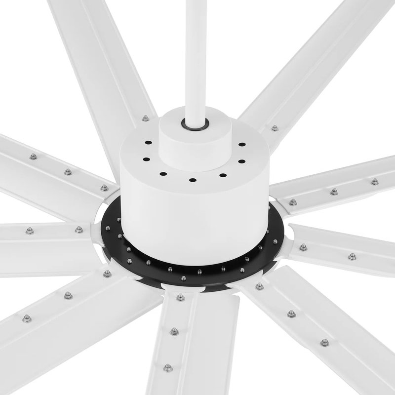 120" Industrial Ceiling Fan 9  White Aluminum Blades 6 Speed With Remote Control Reversible DC Motor Home and Commercial Use