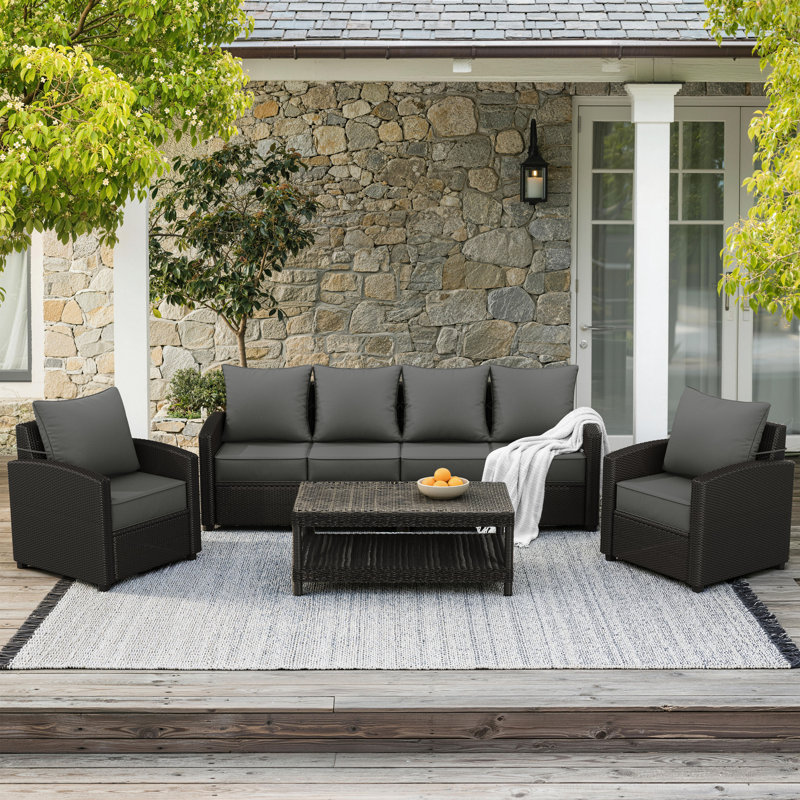 Ensemble de coussins de siège d'extérieur profond - 6,5 po d'épaisseur, coussins de patio antidérapants pour chaises, canapés et canapés