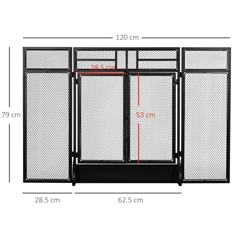 3-Panel Folding Fireplace Screen Door