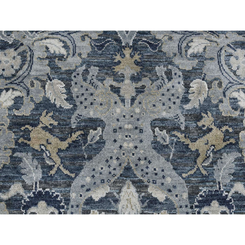 Tapis en soie gris nouÃ© Ã  la main, 3 pi x 5 pi, avec motif de fleurs en laine texturÃ©e 9D68A8C0901C4EB08BB5DBF412594597