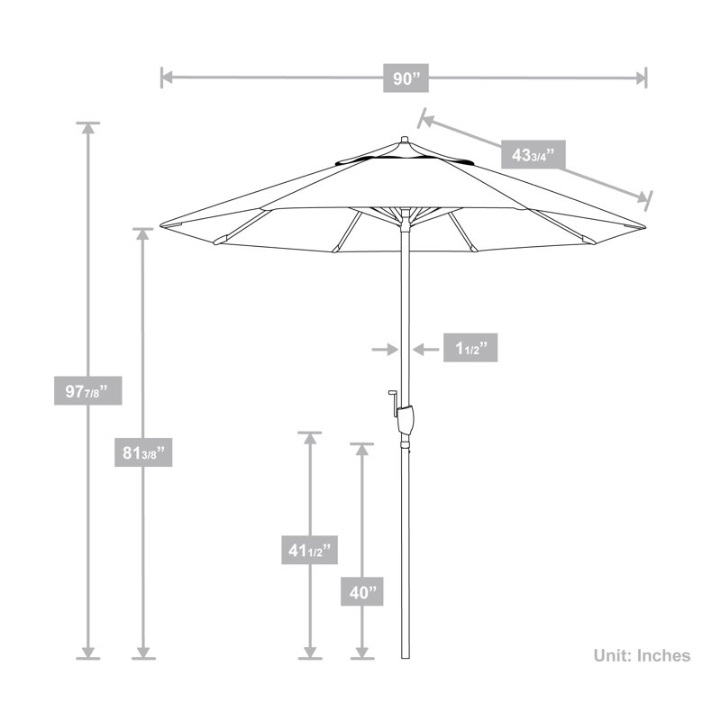 Parasol de marché de 86,3 po Leaustin avec contrepoids à manivelle inclus, Sunbrella® coucher de soleil Astoria