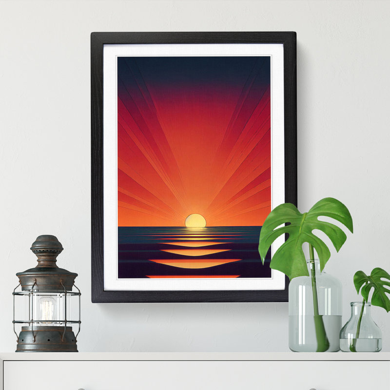 Sunset Minimalism Vol.1 - Picture Frame Print, 64cm H x 25cm W x 2cm D, Walnut