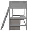 Lit mezzanine simple avec bureau et tablettes - gris, optimisation de l'espace pour les petites pièces, cadre en bois, étagères de rangement idéales pour travailler et dormir gris, maximiser l'espace