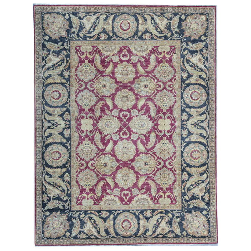 Tapis rouge et noir noué à la main de haute qualité