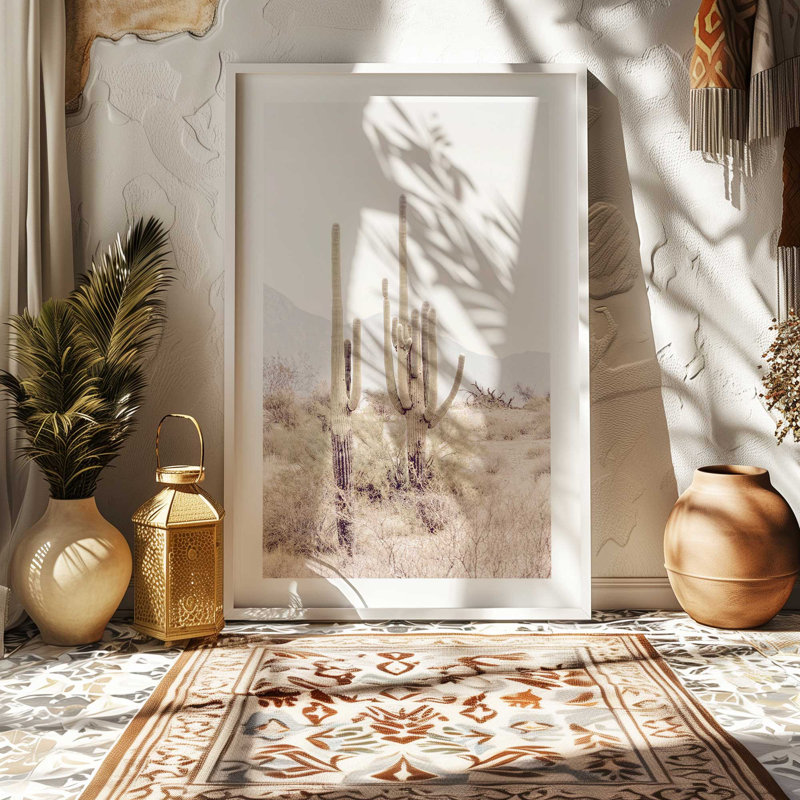 Cacti in Chorus Print, 21" H x 17" W x 1.25" D, Opaque White Framed