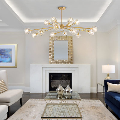 Lustre semi-encastré moderne en cristal 18 lumières