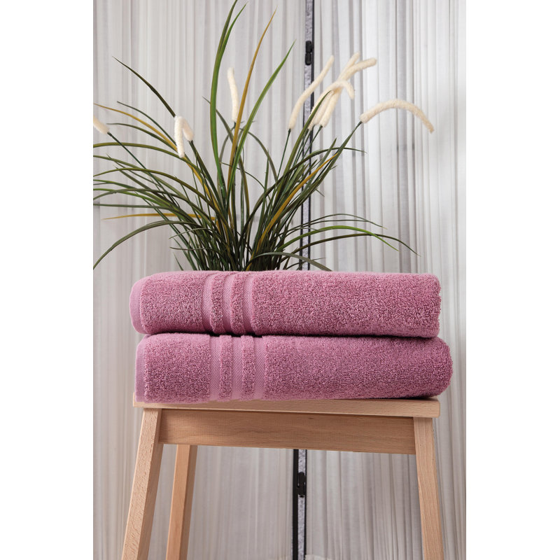 Kressley 2 Piece Turkish Cotton Bath Towel Set, Dusty Rose