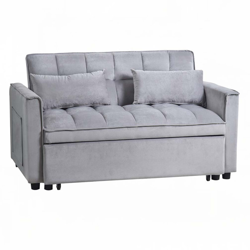 3 In 1 Convertible Sleeper Sofa Bed, Light Gray