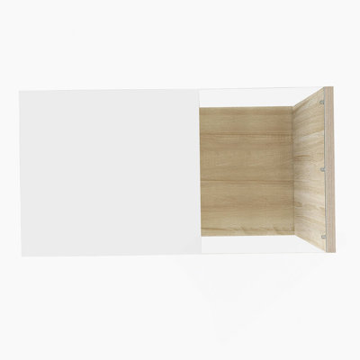 Table basse, blanc ultrabrillant, tables d'appoint, tables basses avec verre et effet DEL