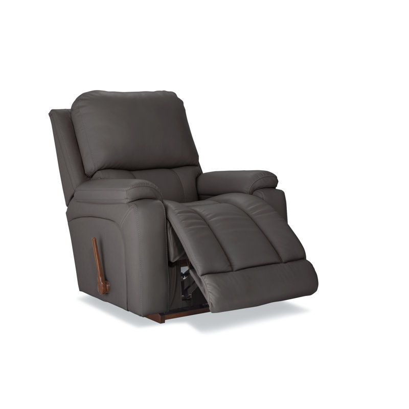 Greyson Manual Leather Match Rocking Recliner, Gray Leather Match 