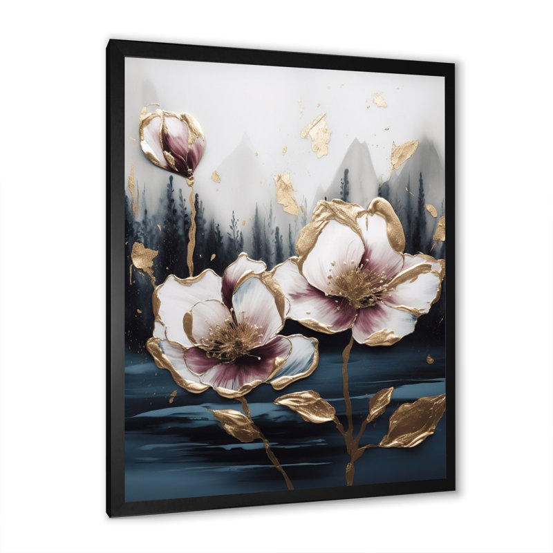 Tulipe rose Cascade III - impression, H 40 po x l 30 po x P 1,5 po, Cadre photo noir