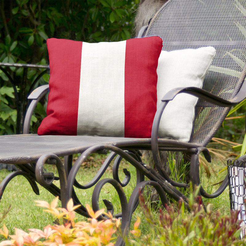 Coussin intérieur/extérieur pour le football buffalo, 18 po x 18 po, Rouge / Blanc