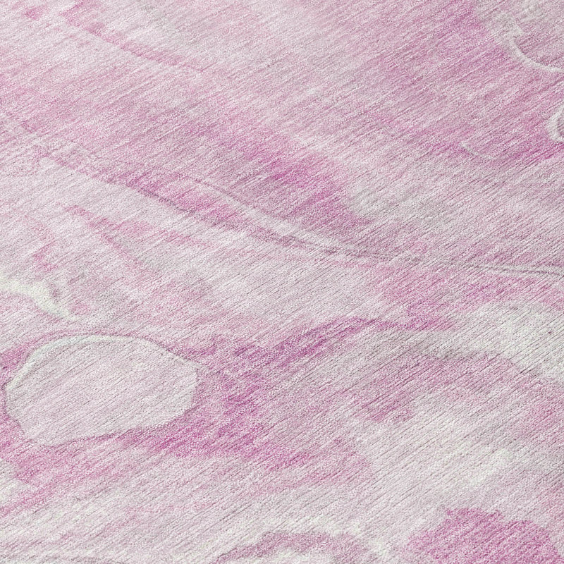 Machine Washable Indoor/Outdoor Cinead ACN1707 Pink Rug, Rectangle 3' x 5'