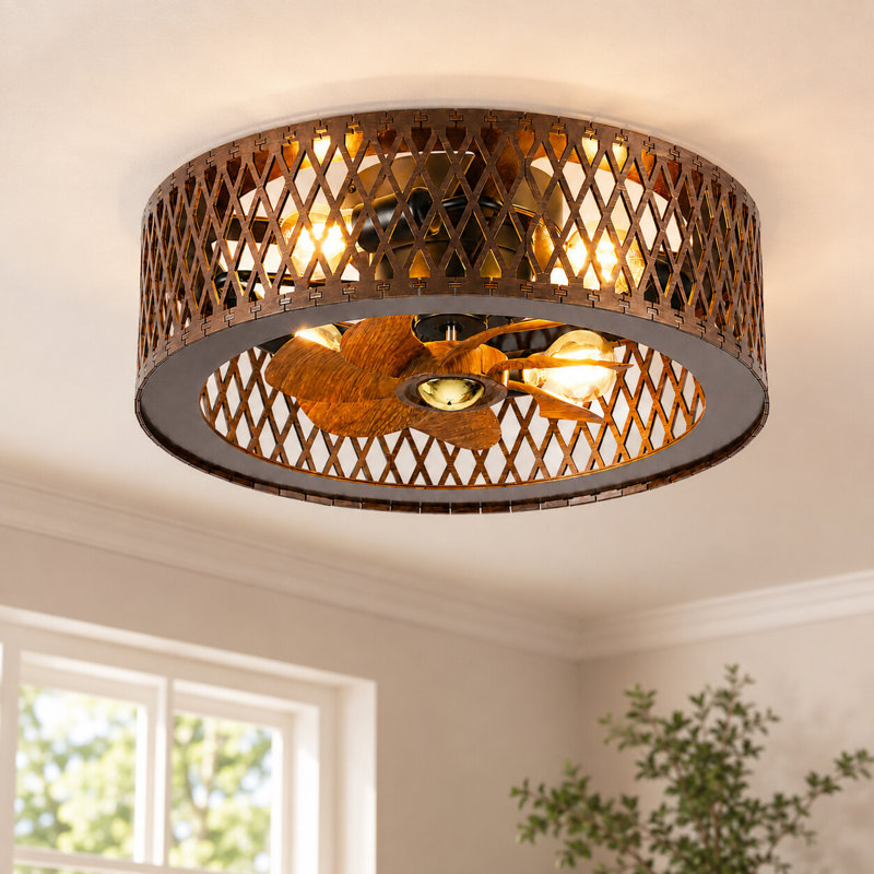 Ventilateur de plafond réversible en cage 20 po avec ensemble d'éclairage et télécommande Farmhouse