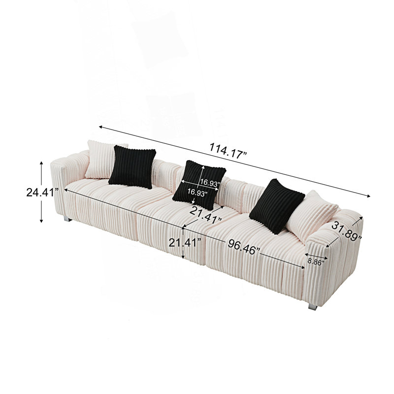 Versatile Style 3-Seater Sofa, Milk White