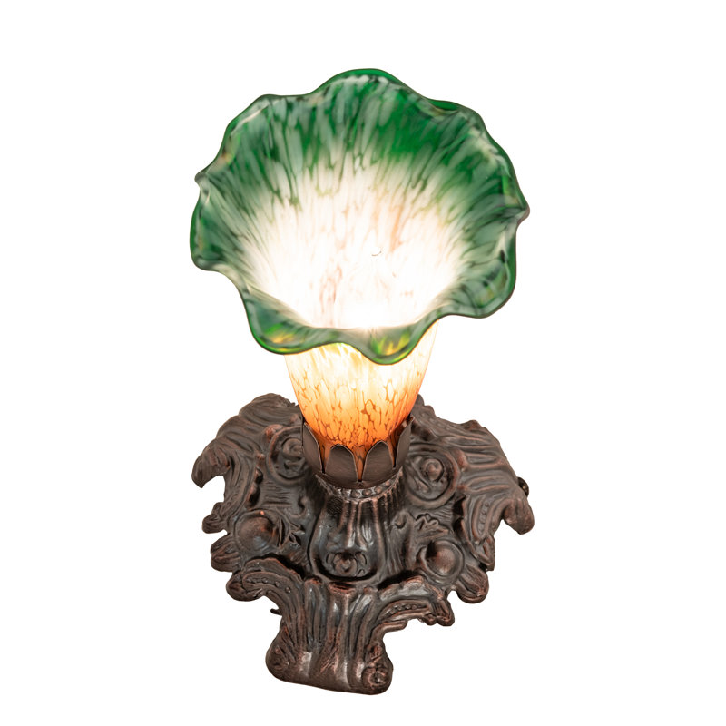 7" High Amber/Green Pond Lily Accent Lamp