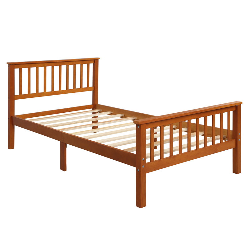Lit plateforme en bois avec tête de lit et pied de lit, Chêne