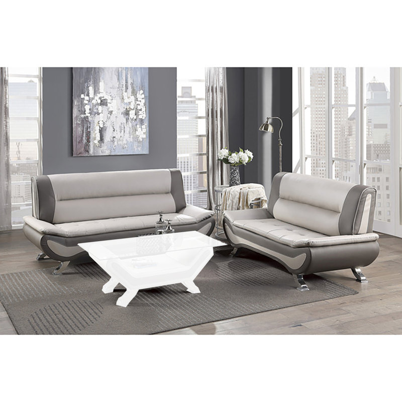 Ensemble de salon 2 pièces Meulders, Gris/beige