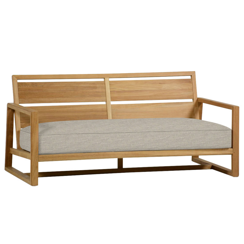 Avondale Teak Loveseat - Natural Teak, Welt, Dove Sunbrella® Linen, Natural Teak